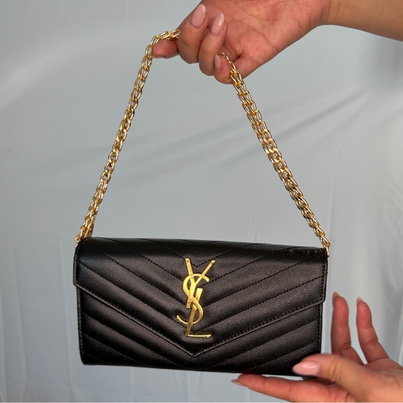 Saint Laurent Handbags - Reserved -Black YSL Cassandre Flap wallet on chain gold